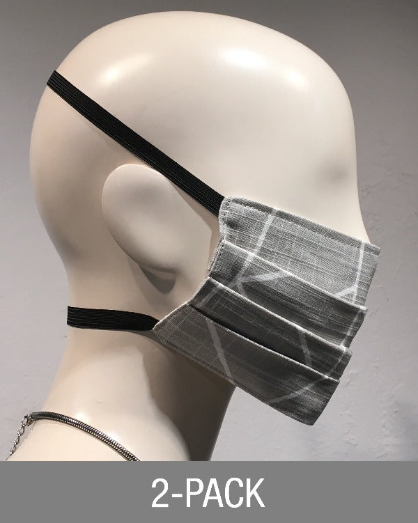 Reusable Mask - Light Grey LInes  (2-Pack)