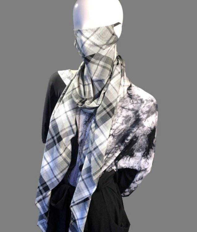 Plaid Wrap Scarf Mask